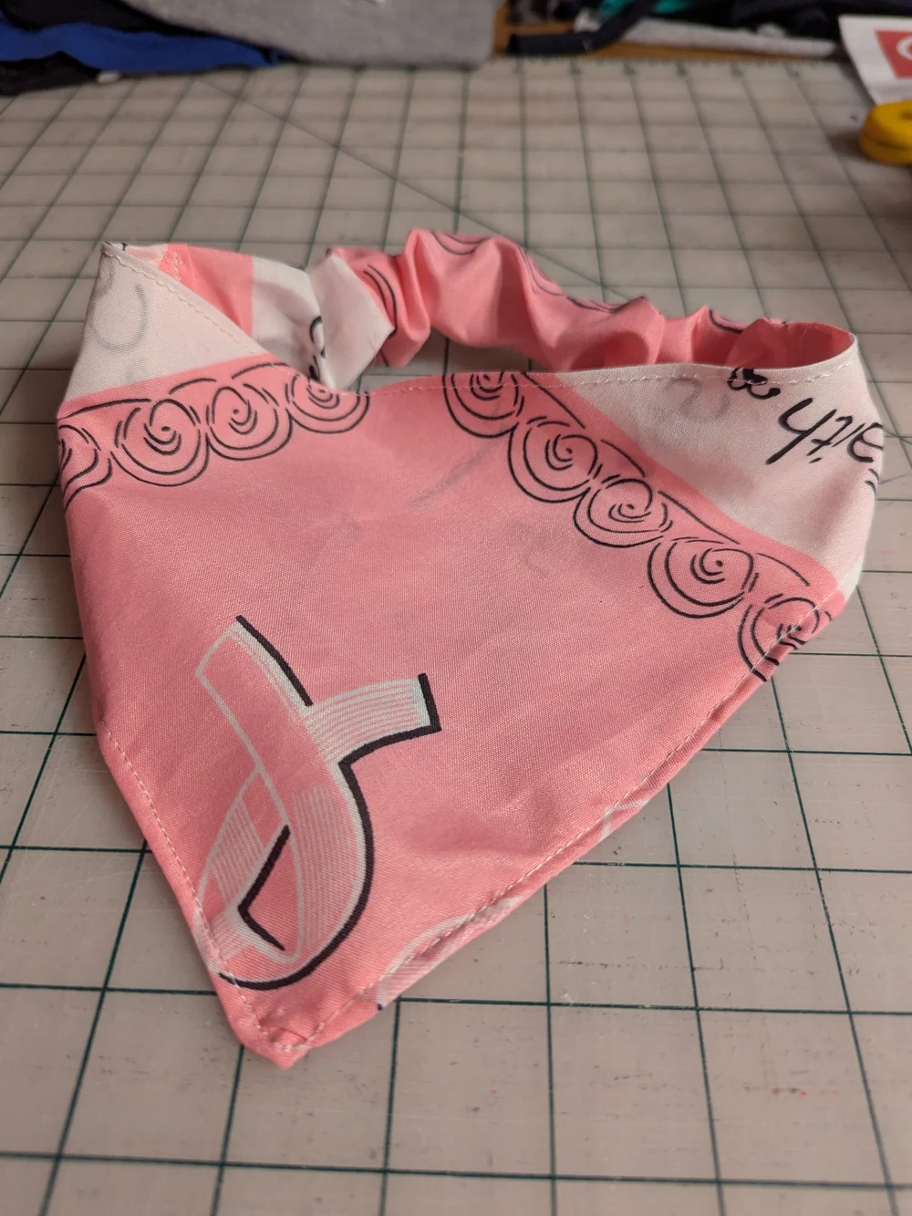 Pink Hope & Strength Reversible Elastic Dog Bandana